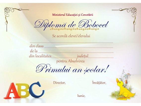 A_02 Diploma Bobocel clasa Pregatitoare