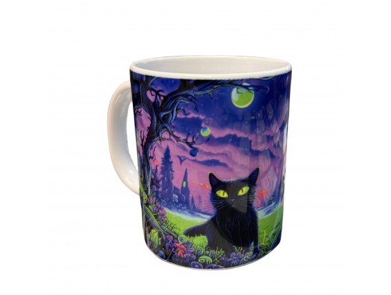 Cana ceramică cu pisică neagră