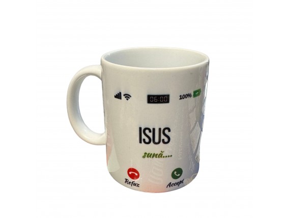 Cană motivațională – „Conectat cu Dumnezeu” & „Isus sună…”