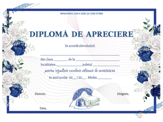 A_2527 Diplomă de apreciere - carton special