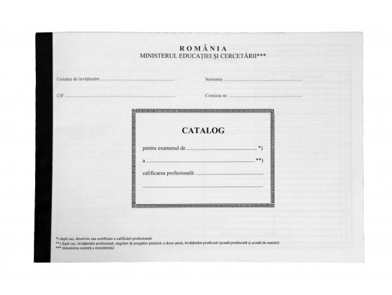 Catalog examen studii pt. inv.profesional, stagiilor de pregatire practica, a doua sansa, inv. postliceal