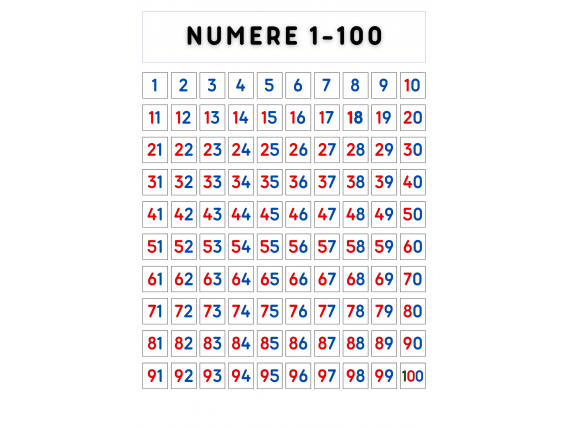 Planșă numere 1-100, cod:PM050