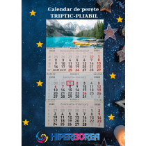 Calendar de perete triptic pliabil cu spirala 2025